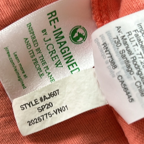 J Crew Slub Tee w Vented 3/4 Sleeves. Peach/Cantaloupe Color Size S Cotton - Picture 7 of 9